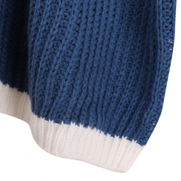 Modri črtasti ohlapni pulover Fosette