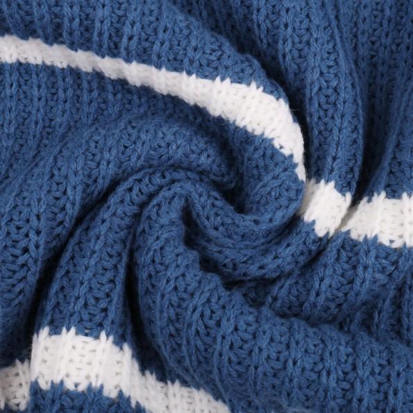 Modri črtasti ohlapni pulover Fosette