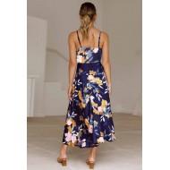 Obleka brez rokavov s cvetličnim tiskom in z v-izrezom Flory
