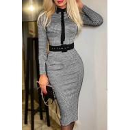 Obleka z dolgimi rokavi s potiskom in midi stilom Anna