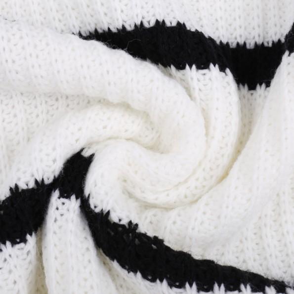 Ohlapni beli črtasti pulover puloverji Adrienne