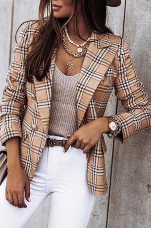 Pisarniški blazer s kariranim vzorcem Sara