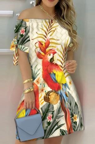 Poletna obleka midi z odprtimi rameni Fiona