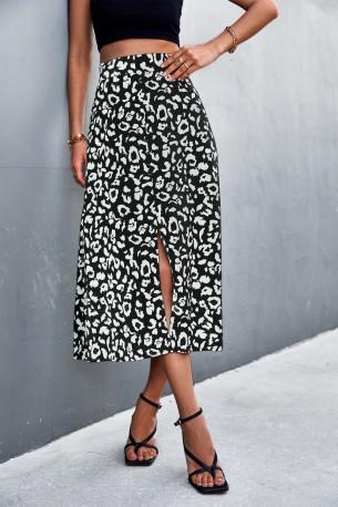 Poletno retro seksi krilo z leopardovim tiskom in z visokim pasom Elizabetha