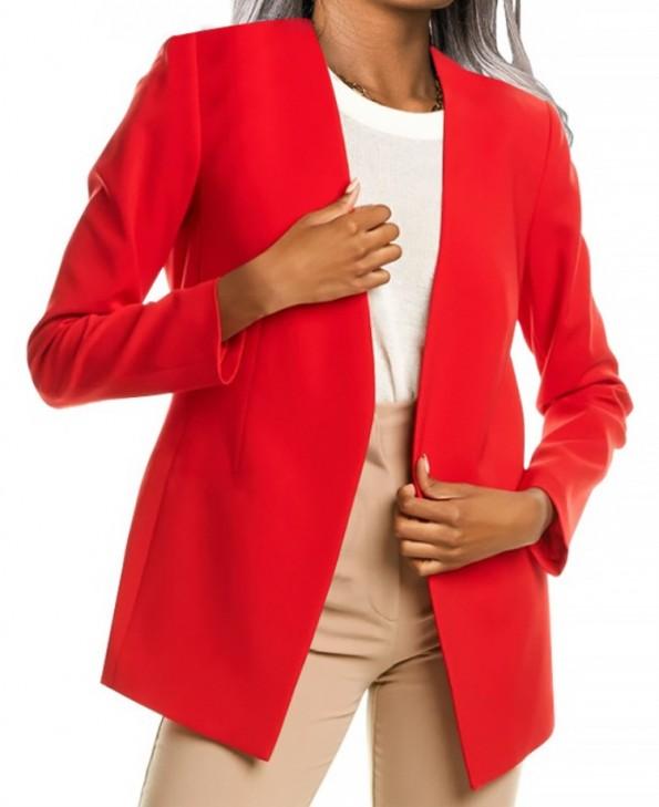 Rdeči suknjič s polnimi rokavi in z V-izrezom Elle