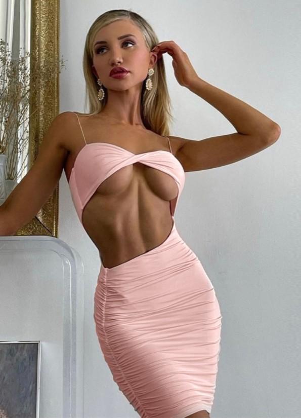 Seksi roza klubska obleka Pia