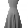 Siva elegantna obleka brez rokavov z V-izrezom Silviana