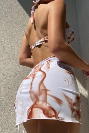 Tridelne kopalke s prekrivalom z belim tie-dye printom Choco