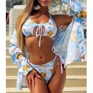 Trodelne kopalke z modrim tiskom in s pokrivalom Gigi