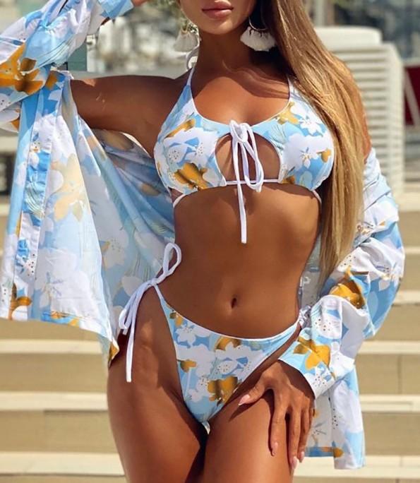 Trodelne kopalke z modrim tiskom in s pokrivalom Gigi