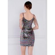 Večbarvna obleka brez rokavov z bleščicami Lina