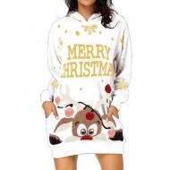 Zimski božični beli pulover z dolgimi rokavi Hanna