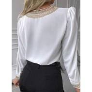 Bela bluza z izrezom Fanna