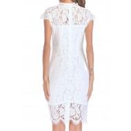 Bela čipkasta elegantna midi obleka Valla