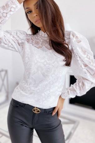 Bela cvetlična čipkasta majica Heidi