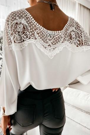 Bela elegantna čipkasta bluza Fiona