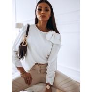 Bela majica z okroglim izrezom z rokavi Ira