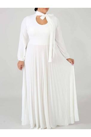 Bela podaljšana obleka z dolgimi rokavi Vanessa