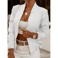 Beli blazer z dolgimi rokavi Fisha