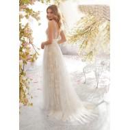 Čipkasta poročna obleka z izrezom brez rokavov Mia