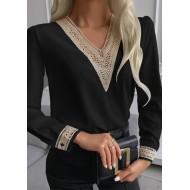 Črna bluza z izrezom Janna