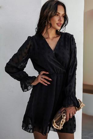 Črna  kratka šifonska obleka Segy