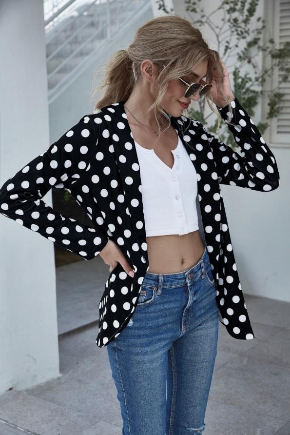 Črni suknjič z belimi pikami Fisa