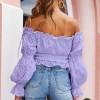 Crop Top z rameni z naramnicami in pop rokavi Velly