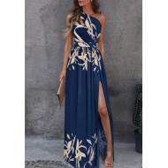 Dolga črna obleka z ramenskim izrezom i Baney