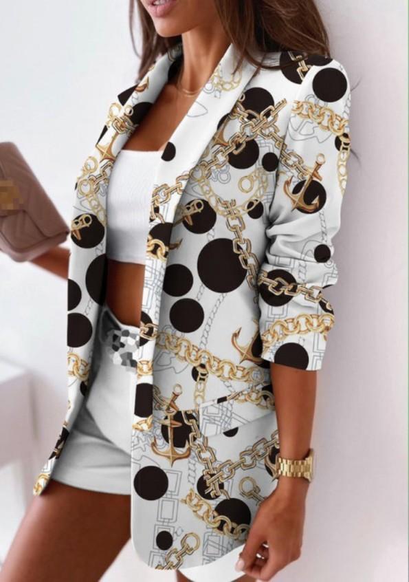 Dolgi eleganten blazer belo zlatih kontrastov Pika