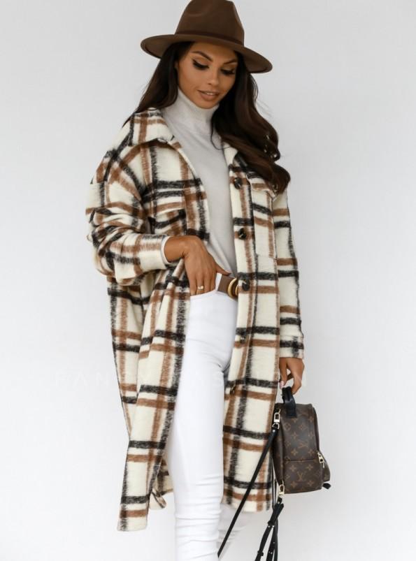 Dolgi pulover karirastega kontrasta Sanaya