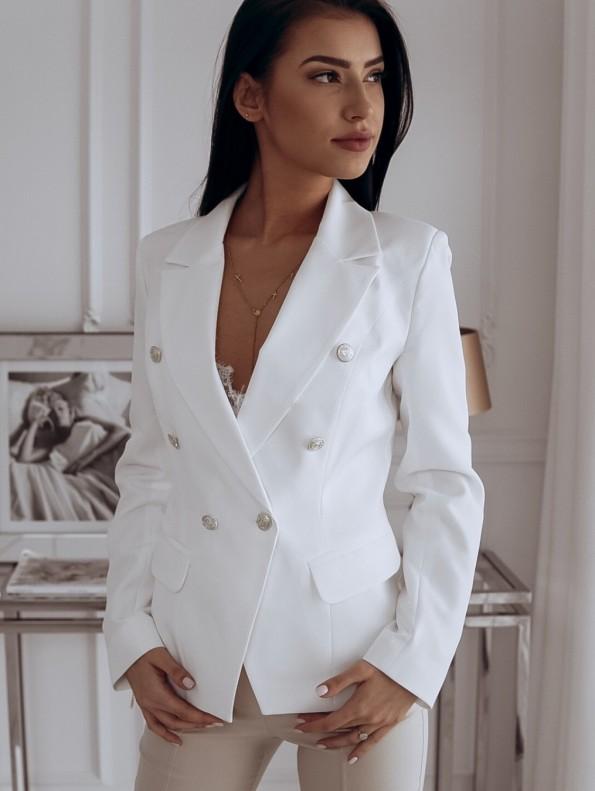 Eleganten beli jopič z gumbi Zanaya