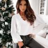 Elegantna bela bluza z dolgimi rokavi in prsno verigico Tea