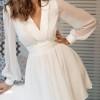 Elegantna bela obleka z V - izrezom Ana Paula
