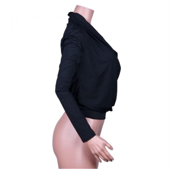 Elegantna črna bluza z dolgimi rokavi Mana