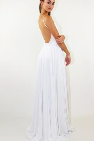 Elegantna dolga čipkasta bela obleka Vanessa