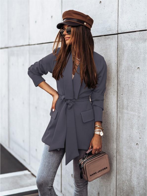 Elegantna dolga jakna s pasom Wanna