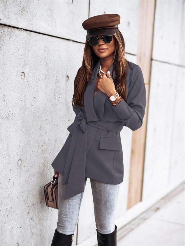 Elegantna dolga jakna s pasom Wanna