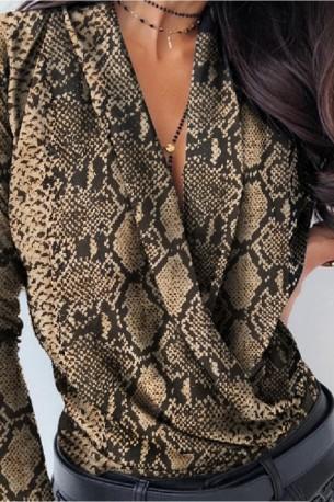 Elegantna leopardova bluza z dolgimi rokavi Vanisha