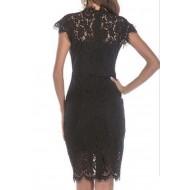 Elegantna midi obleka iz črne čipke Maya