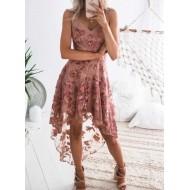 Elegantna zabavna obleka z visokimi nizkimi trakovi Marely