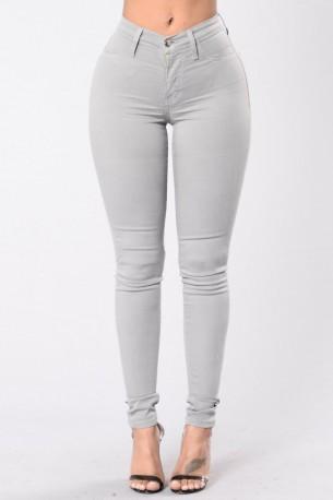 Elegantne sive kavbojke z visokim pasom Peny