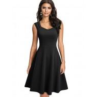 Enobarvna obleka s svinčnikom brez rokavov Lara