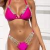 Ženske dvodelne kopalke v roza bikini kompletu in z diamanti  Irish