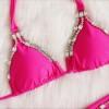 Ženske dvodelne kopalke v roza bikini kompletu in z diamanti  Irish