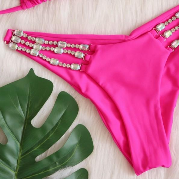 Ženske dvodelne kopalke v roza bikini kompletu in z diamanti  Irish
