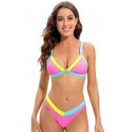 Ženske dvodelne kopalke v roza bikini patchwork Nicole