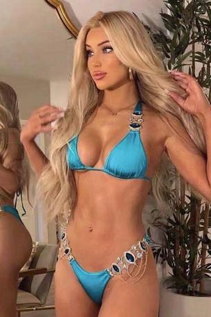 Ženske dvodelne kopalke z modrimi bikini halter diamanti Betsy