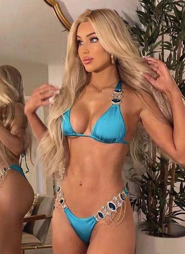 Ženske dvodelne kopalke z modrimi bikini halter diamanti Betsy