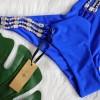 Ženske dvodelne kopalke z modrimi bikini halter diamanti Iris
